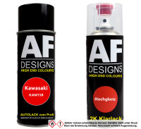 2K Spraydose Set für Kawasaki KAW158 Firecracker Red Basislack 2K Klarlack Sprühdose 400ml