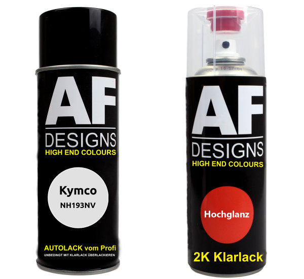 2K Spraydose Set für Kymco NH193NV Bianco Ice Perl Basislack 2K Klarlack Sprühdose 400ml
