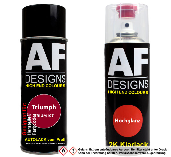2K Spraydose Set für Triumph TRIUM107 Candy Apple Red Metallic Basislack 2K Klarlack Sprühdose 400ml