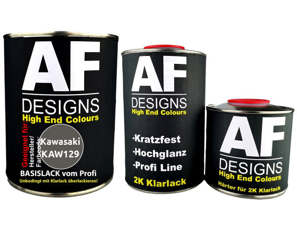 2,5L Motorradlack Set für Kawasaki KAW129 Dark Grey Metallic Klarlack Härter spritzfertig