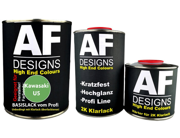 2,5L Motorradlack Set für Kawasaki U5 Green Metallic Klarlack Härter spritzfertig