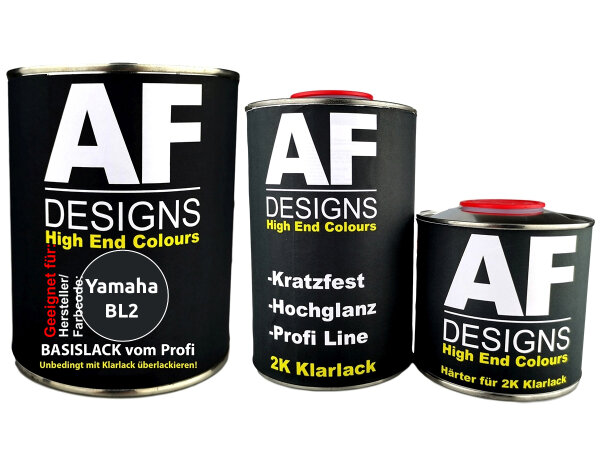 2,5L Motorradlack Set für Yamaha BL2 Black Metallic Klarlack Härter spritzfertig