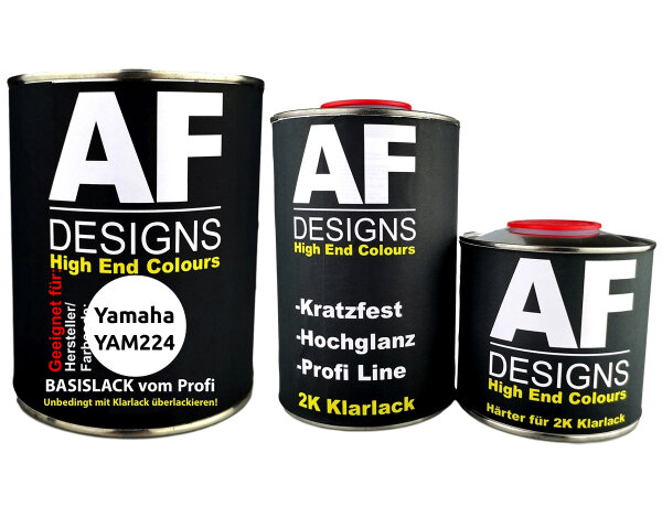 2,5L Motorradlack Set für Yamaha YAM224 Competition White Klarlack Härter spritzfertig