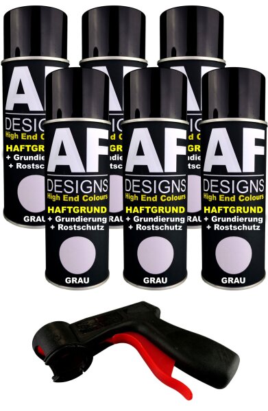 Spraydose Set für 6x Haftgrund Spraydose grau + Haltegriff Grundierung Rostschutz Autolack