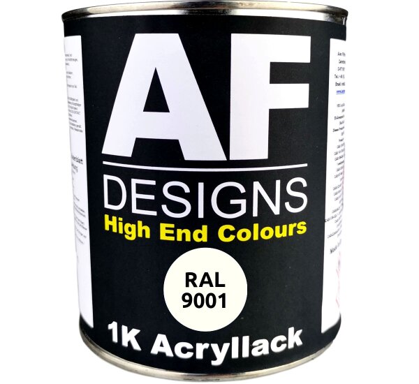 RAL9001 CREMEWEISS glänzend 1KG Acryllack Buntlack Maschinenlack