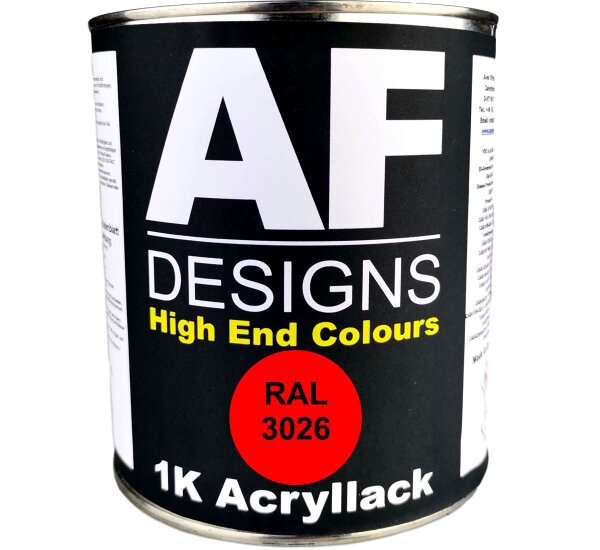 RAL3026 Leuchthellrot matt 1KG Acryllack Buntlack Maschinenlack
