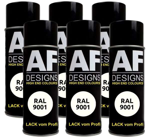 6x RAL Lackspray Autolack Buntlack Spraydose RAL9001 CREMEWEISS matt