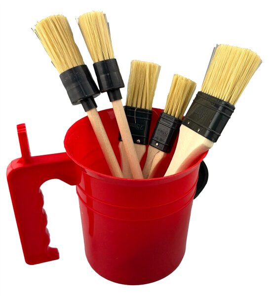 Maler Pinsel-Set, 6-tlg im Topf Flachpinsel Ringpinsel