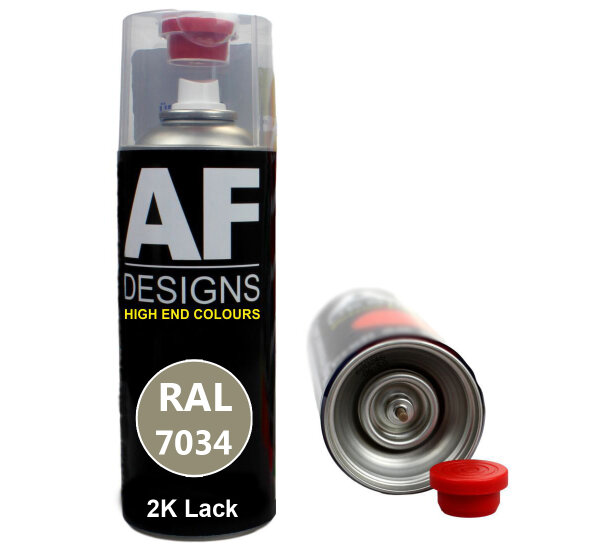 2K Ral Lackspray Autolack Sprühdose Spraydose kratzfest RAL7034 GELBGRAU glänzend