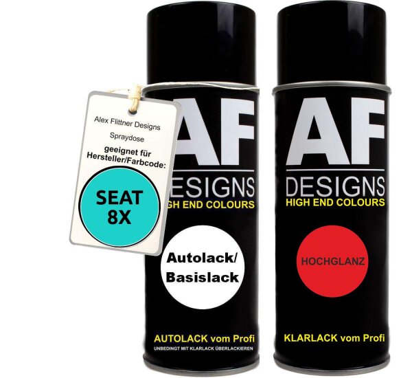 Spraydose für SEAT 8X AZUL RACE Metallic Basislack Klarlack Sprühdose 400ml