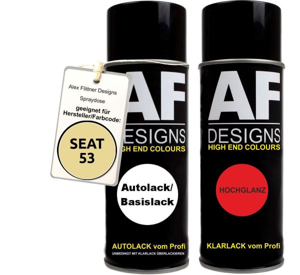 Spraydose für SEAT 053 BEIGE ANTILOPE Metallic Basislack Klarlack Sprühdose 400ml
