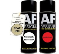 Spraydose für SEAT 598 BEIGE CHAMPAGNE Metallic Basislack Klarlack Sprühdose 400ml