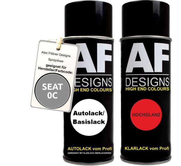 Spraydose für SEAT 0C D GRAU Metallic Basislack Klarlack Sprühdose 400ml