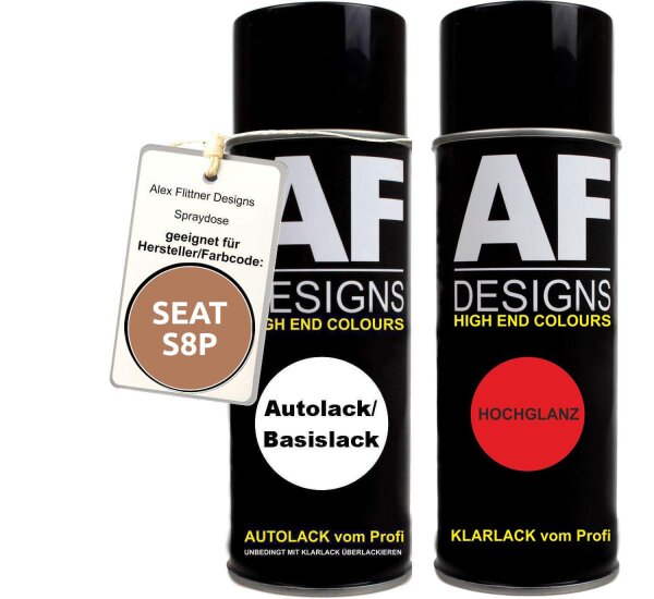 Spraydose für SEAT S8P MARRON TIERRA PEARL Basislack Klarlack Sprühdose 400ml