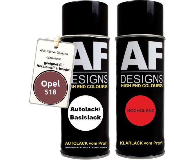 Spraydose für Opel 518 ACHATROT metallic Basislack Klarlack Sprühdose 400ml