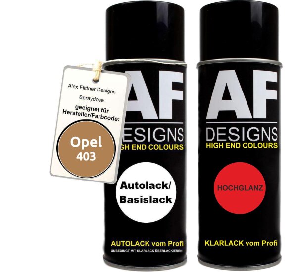 Spraydose für Opel 403 BERNSTEINGOLD metallic Basislack Klarlack Sprühdose 400ml