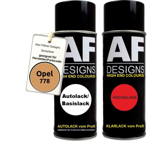 Spraydose für Opel 778 BRAUNBEIGE Basislack Klarlack Sprühdose 400ml
