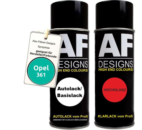 Spraydose für Opel 361 MINTGRUEN Basislack Klarlack Sprühdose 400ml