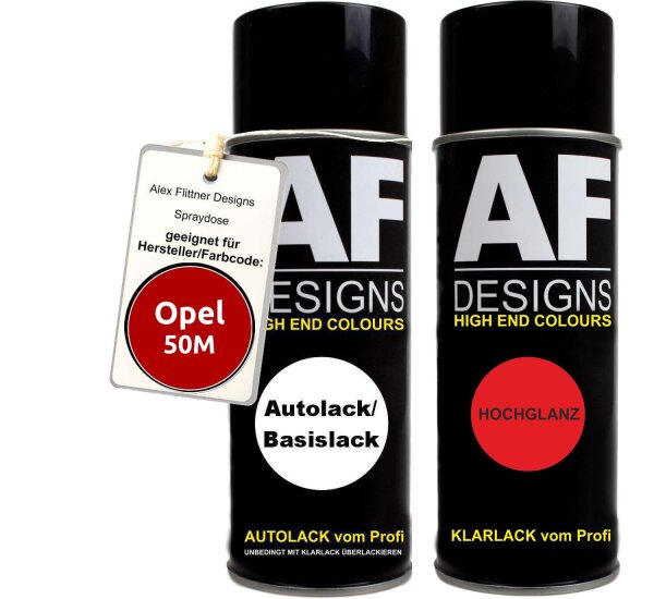 Spraydose für Opel 50M SANGUINE RED Basislack Klarlack Sprühdose 400ml