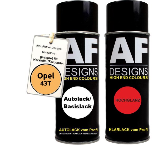 Spraydose für Opel 43T STARSILBER III metallic Basislack Klarlack Sprühdose 400ml