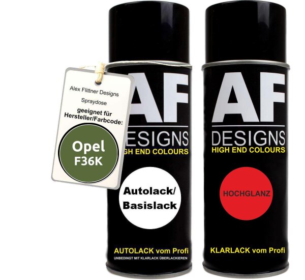 Spraydose für Opel F36K TUNDRAGRUEN metallic Basislack Klarlack Sprühdose 400ml