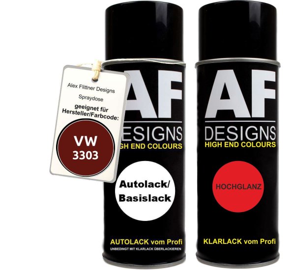 Spraydose für VW / Volkswagen Deep Claret Metallic 3303 Basislack Klarlack Sprühdose 400ml