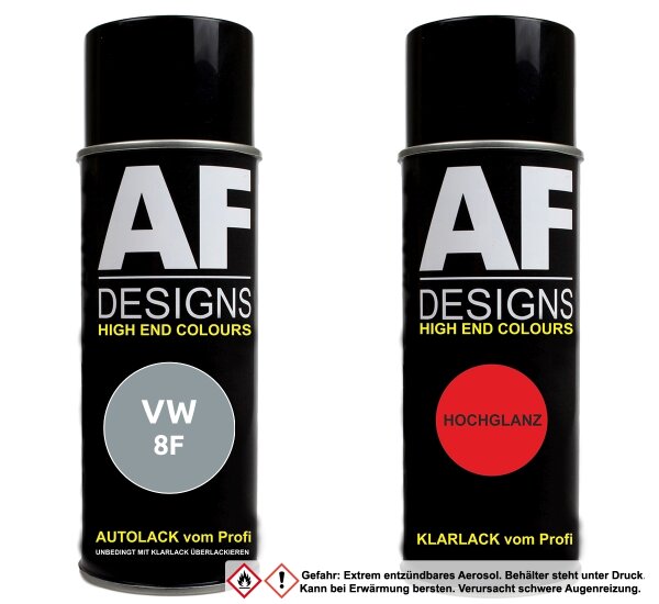 Spraydose für VW / Volkswagen Alabastergrau Metallic 8F Basislack Klarlack Sprühdose 400ml