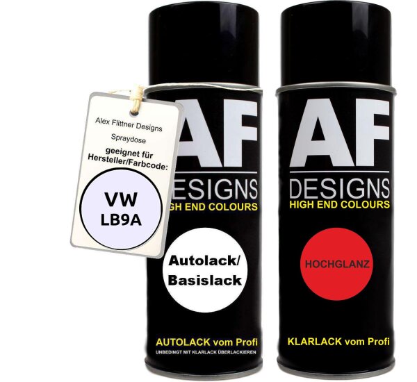 Spraydose für VW / Volkswagen Candyweiss LB9A Basislack Klarlack Sprühdose 400ml