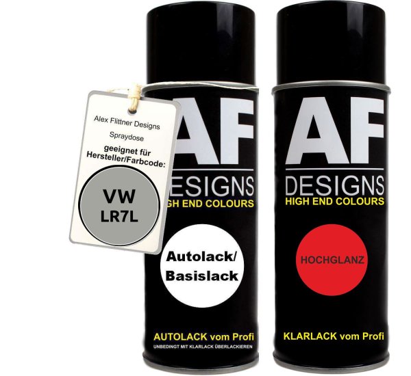 Spraydose für VW / Volkswagen Silver Leaf Metallic LR7L Basislack Klarlack Sprühdose 400ml