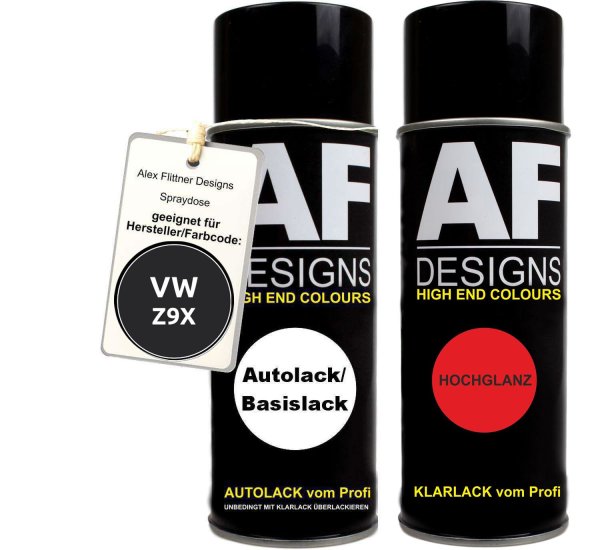 Spraydose für VW / Volkswagen Kirschschwarz Perl Z9X LZ9X Basislack Klarlack Sprühdose 400ml