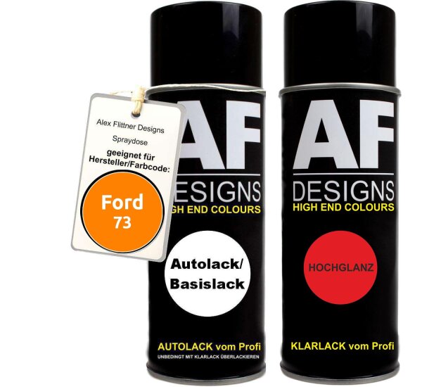 Spraydose für Ford 73 Electric Orange Perl Basislack Klarlack Sprühdose 400ml