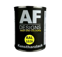 1 Liter Kunstharz Lack Buntlack Kunstharzlack RAL1026 LEUCHTGELB seidenmatt