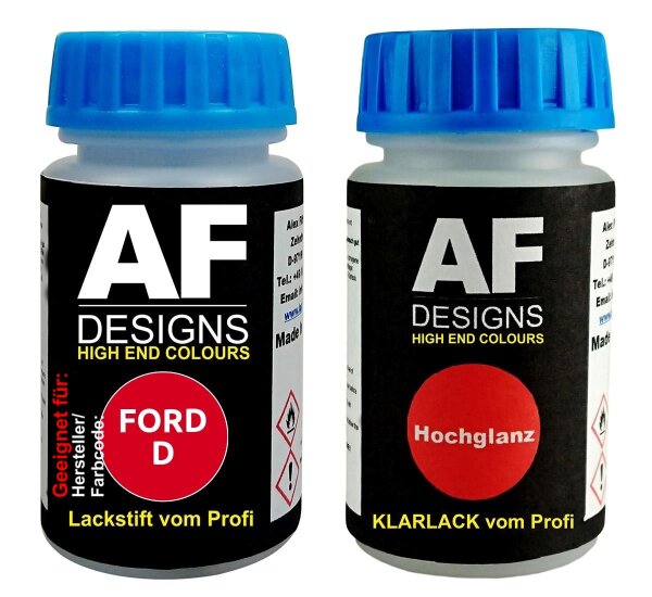 Lackstift für FORD D Radiant Red + Klarlack je 50ml Autolack Basislack Set