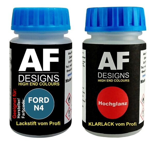 Lackstift für FORD N4 Ocean Blue + Klarlack je 50ml Autolack Basislack Set