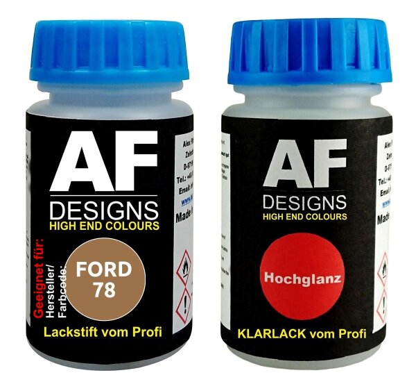 Lackstift für FORD 078 Amber Gold Metallic + Klarlack je 50ml Autolack Basislack Set