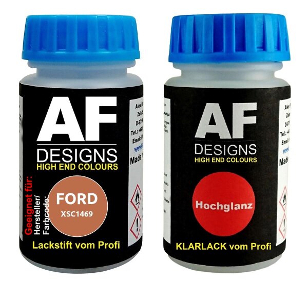 Lackstift für FORD XSC1469 Aztec Brown Metallic + Klarlack je50ml Autolack Set