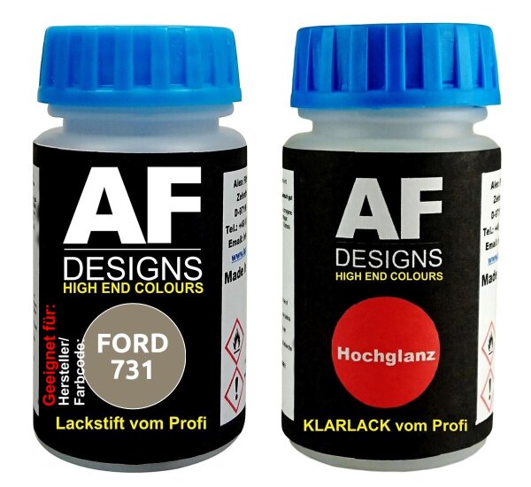 Lackstift für FORD 731 Tectonic Silver Metallic + Klarlack je50ml Autolack Set