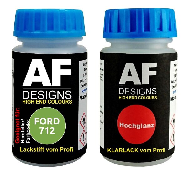 Lackstift für FORD 712 Ultimate Green Pearl + Klarlack je50ml Autolack Basislack Set