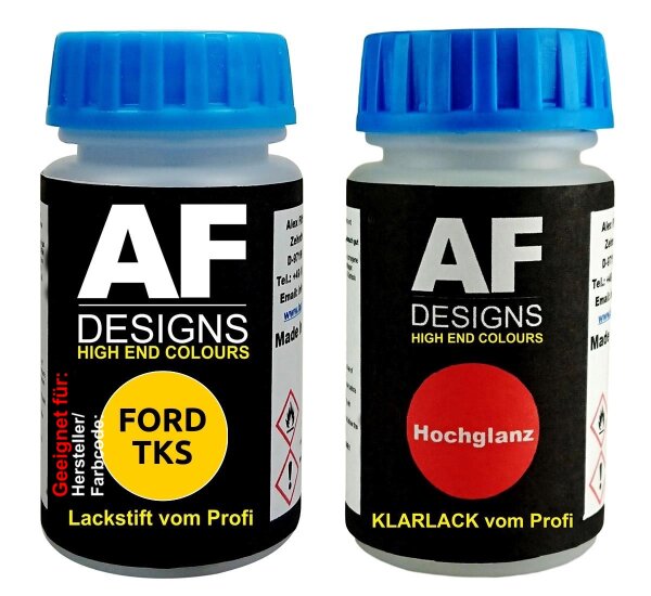 Lackstift für FORD TKS Buttercup Yellow + Klarlack je 50ml Autolack Basislack Set