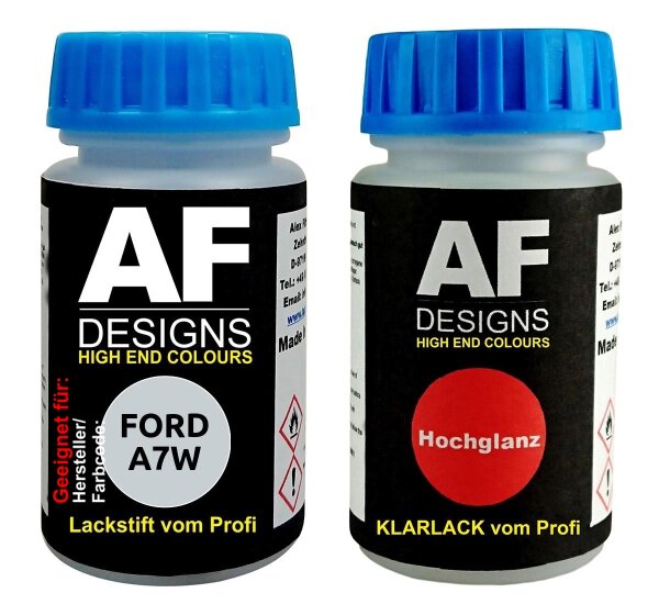 Lackstift für FORD A7W Reflex Silver Metallic + Klarlack je50ml Autolack Set