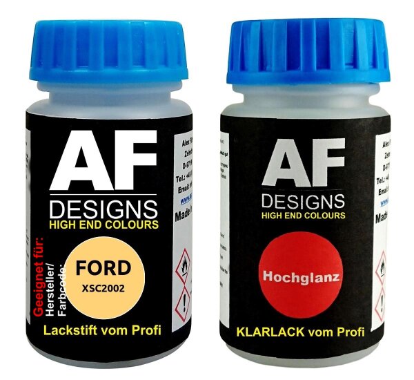Lackstift für FORD XSC2002 Citrine Yellow + Klarlack je 50ml Autolack Basislack Set