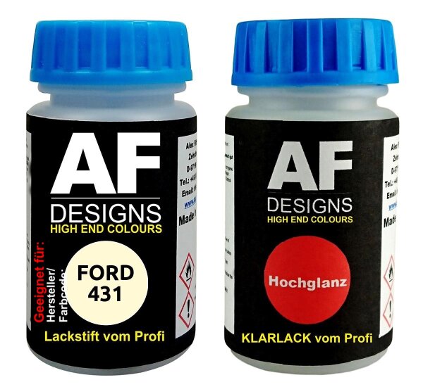 Lackstift für FORD 431 Ecru White + Klarlack je 50ml Autolack Basislack Set