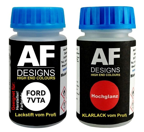 Lackstift für FORD 7VTA Frozen White + Klarlack je 50ml Autolack Basislack Set