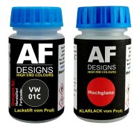 Lackstift für VW / Volkswagen 01C Satinschwarz + Klarlack je 50ml Autolack Set