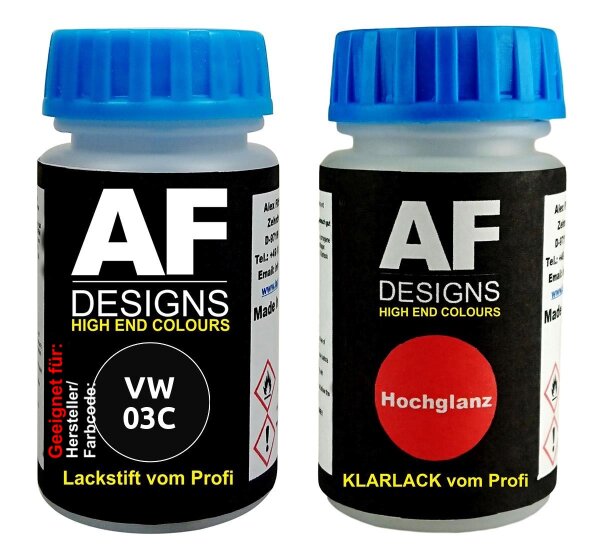 Lackstift für VW / Volkswagen 03C Rallyeschwarz + Klarlack je 50ml Autolack Set