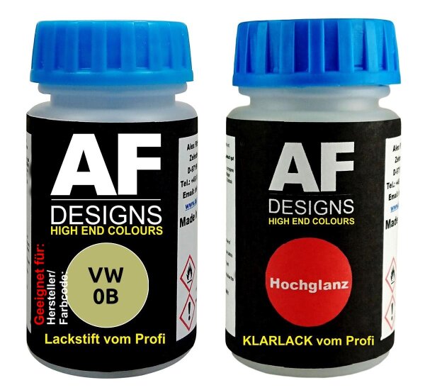 Lackstift für VW / Volkswagen 0B Moon Rock Silver Metallic + Klarlack 50ml Autolack