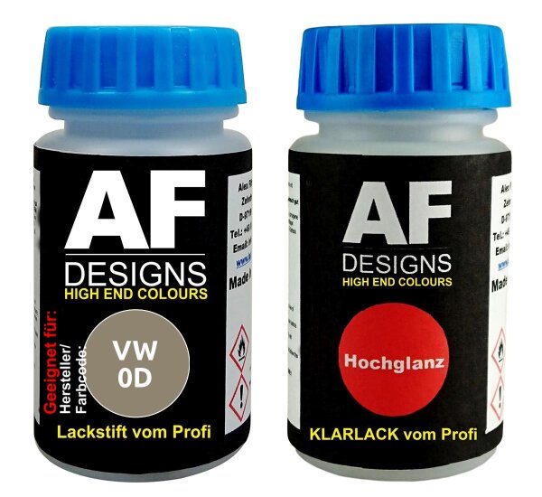 Lackstift für VW / Volkswagen 0D Cuveesilber Metallic + Klarlack 50ml Autolack Set