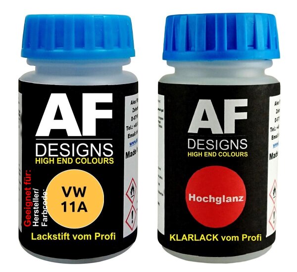 Lackstift für VW / Volkswagen 11A Riadgelb + Klarlack je 50ml Autolack Basislack Set
