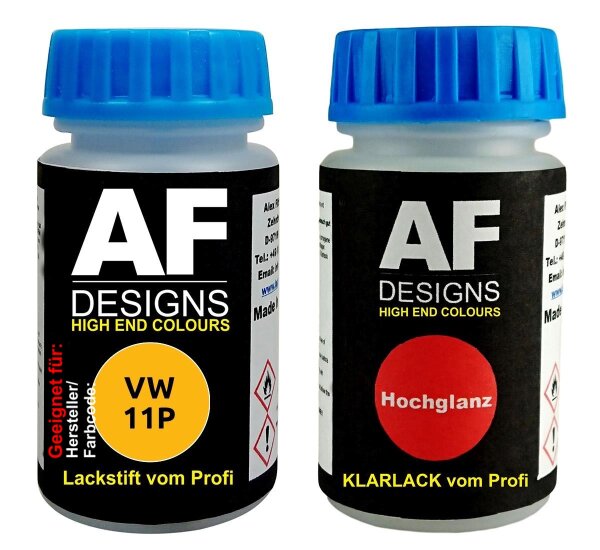 Lackstift für VW / Volkswagen 11P Postgelb + Klarlack je 50ml Autolack Basislack Set