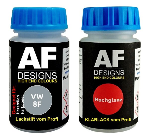 Lackstift für VW / Volkswagen 8F Alabastergrau Metallic + Klarlack 50ml Autolack Set